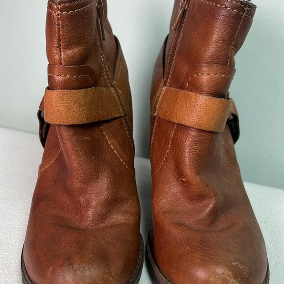 Korks by Kork Ease Brown Leather Zip Wedge Heel Ankle Boots Women's 6M - Picture 5 of 16